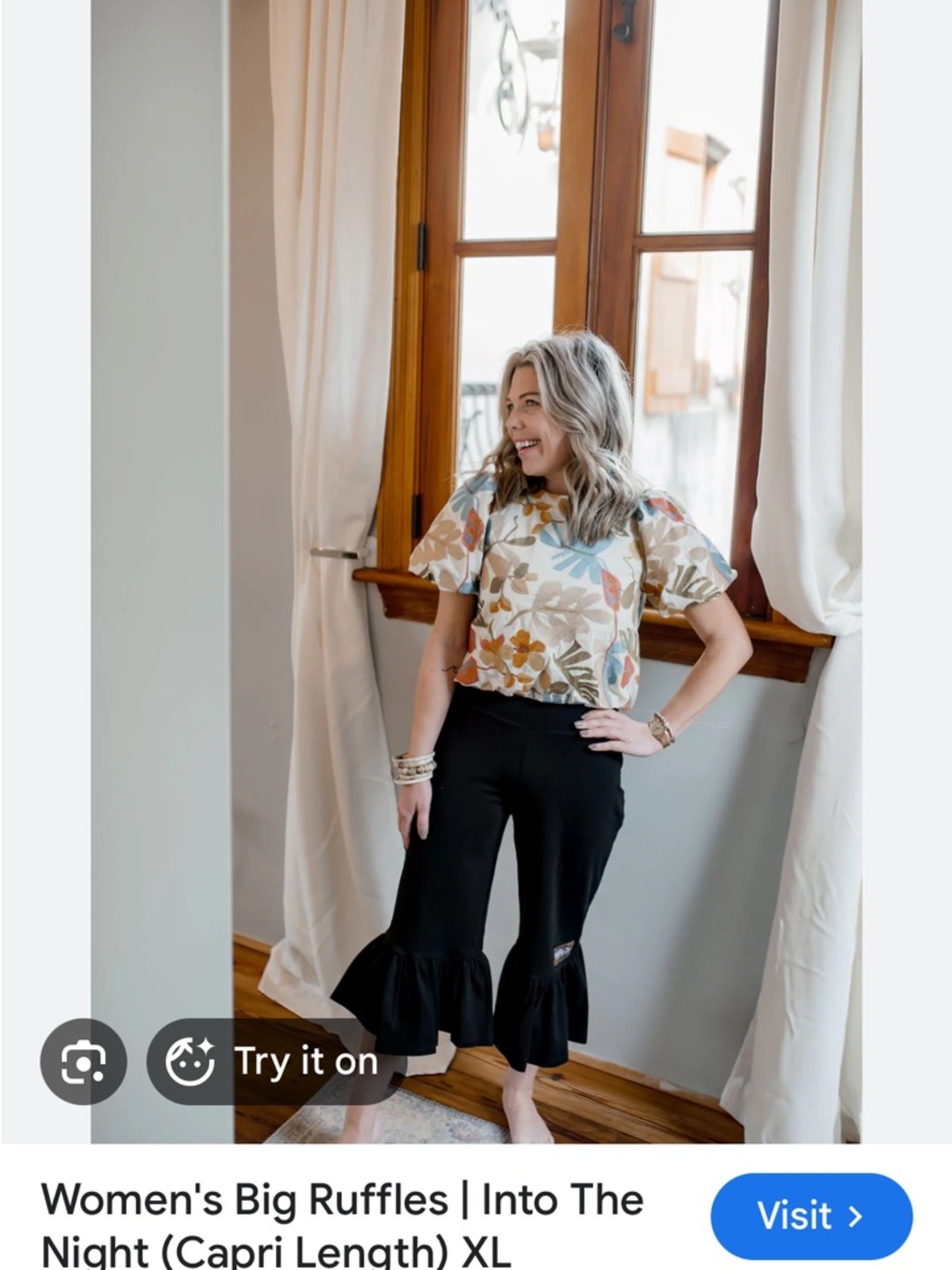 Matilda Jane Taupe Ruffle Hem Wide-Leg Skirted Pants - Picture 3 of 4